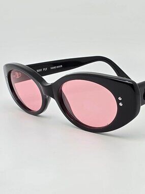 Black Flys Eyewear Fly Girls May Fly Black Frame Pink Lens Sunglasses Italy 46mm